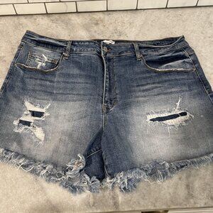 Special A Denim Shorts Womens 3XL Blue Distressed Frayed Hem Plus Size